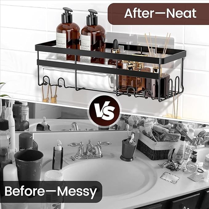 WOWBOX Shower Caddies 4 Pack - Adhesive Hanging Shower Shelf - Bathroom Organizers and Storage, No Drilling Stainless Shower Shelves for Home Decor, Bathroom Accessories