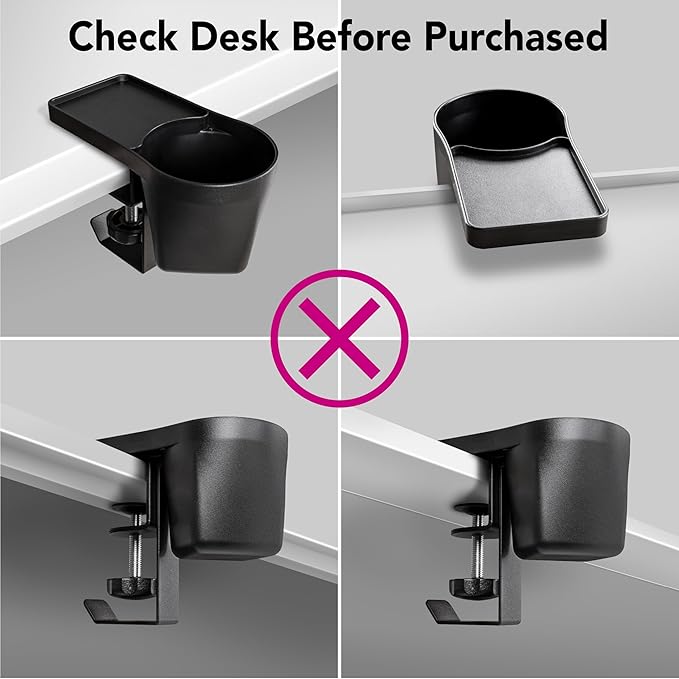 EHO Clamp-On Desk Pen and Cup Holder, 3-in-1 Stationery Organizer with Pencil and Accessory Storage, Reversible Hanging Hook, Space-Saving Desk Clamp Organizer, TAA-Compliant