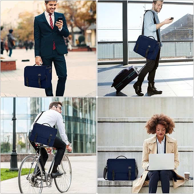 MATEIN Messenger Bag for Men, Briefcases Lightweight Men's Laptop Bag 17.3 inch Water Resistant Crossbody Satchel Computer Work Office Case with Shoulder Strap, Blue