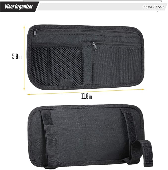 LIVANS Car Sun Visor Organizer, Vehicle Visor Storage Pouch, Auto CD and Glasses Holder, Interior Car Accessories for Credit Card and Registration Document, Fits Most Cars, SUVs, Jeeps, Trucks