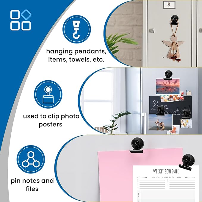 DIYMAG Magnetic Clips, 20 Pack Paper Clips Fridge Magnets Heavy Duty Hanging Photo Birthday & Graduation Gifts Affordable for Friends Classmates Whiteboard Classroom Home Display Party Picture Black