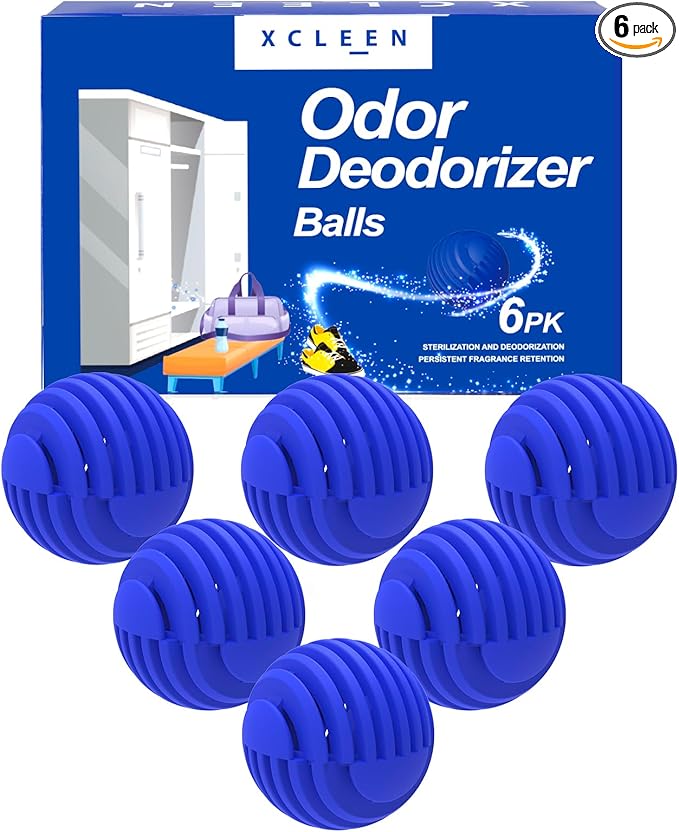 Sneaker Deodorizer Balls Escape Scent 6 Pack, Odor Eliminator Balls for Closet Car Gym Bag, Long Lasting Small Space Air Freshener With Essential Oil
