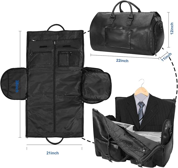 seyfocnia Convertible Travel Garment Bag, Carry-on Garment Duffel Bag for Men and Women - 2-in-1 Hanging Suitcase Suit Business Travel Bag