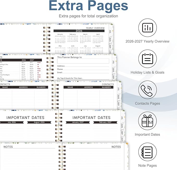 Planner 2026-2027, Weekly and Monthly Academic Planner, July 2026 - June 2027, Hardcover Calendar Agenda Book for School Year Planning, School Supplies for Teacher and Student, A5(6.3'' x 8.5'')