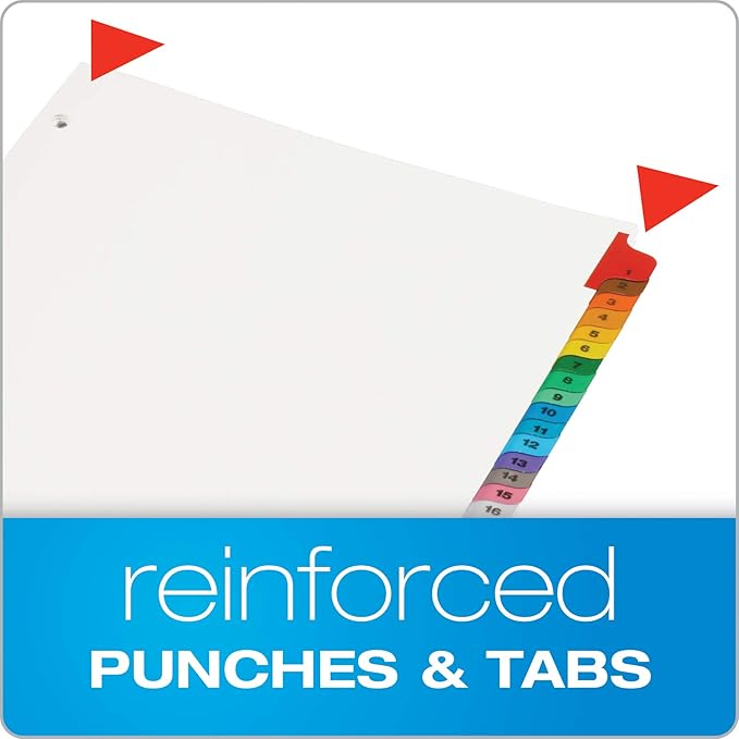 Oxford Binder Dividers, 31 Tabs, Numbered 1–31, 3 Pack, Customizable Table of Contents Page, Reversible Multicolor Tabs, 3-Hole Punched for Binders