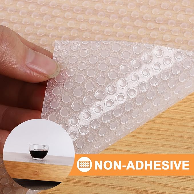 Shelf Liner Clear 16-inch Wide: Waterproof Kitchen Cabinets Liners - Non-Adhesive Easy to Clean Drawer Liner for Pantry Shelves 16" x 300 in