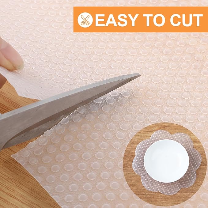 Clear Shelf Liner for Kitchen Cabinets: Translucent Easy to Cut Drawer Mat - Waterproof Cupboard Liner for Pantry Shelves Fridge 17.7" x 96"