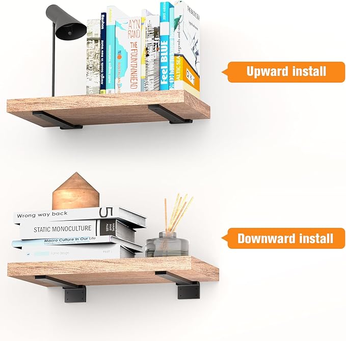 Floating Shelf Brackets 4 inch 8 Pack L Brackets for Shelves Black Metal Heavy Duty Shelf Bracket for DIY Decorative with Mounting Hardware