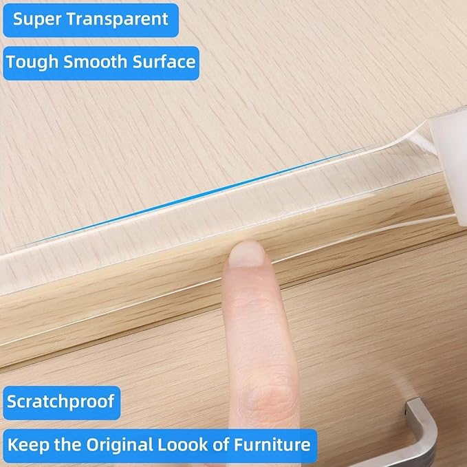 Clear Edge Protector Strip, 0.8in x 16.4FT, Sharp Edge Wrap Cover Tape, Self Adhesive Protective Bumper Guards for Cabinet Door Desk Glass Table Bed Furniture, Kitchen Countertop, Waterproof