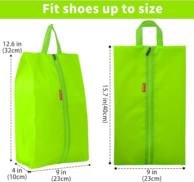 6pcs Portable Shoe Organizer, Travel Pouches with Zipper, Golf Shoe Bags, Clothes Bags, Soccer Cleats Bag Shoe Pouch for Gym, Waterproof, Odor-Resistant (Green)