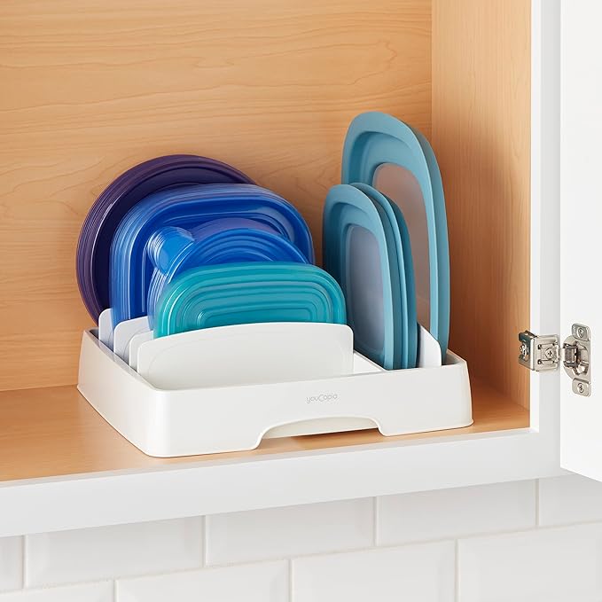 YouCopia StoraLid Adjustable Food Container Lid Organizer for Kitchen Cabinet Storage, Medium Classic Edition