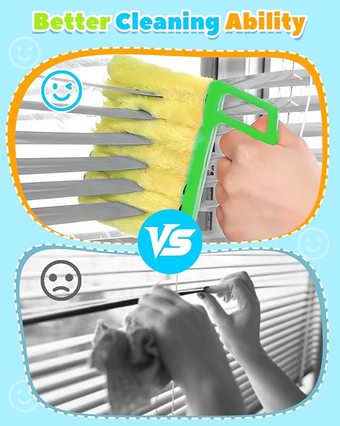 11 Pcs Blind Cleaner Duster Tool Kit – Mini & Window Blinds Cleaner Brush Set, Air Vent & Track Cleaning Tools, Window Groove & Sill Scrubber for Home, Car, AC, Sliding Doors - Green