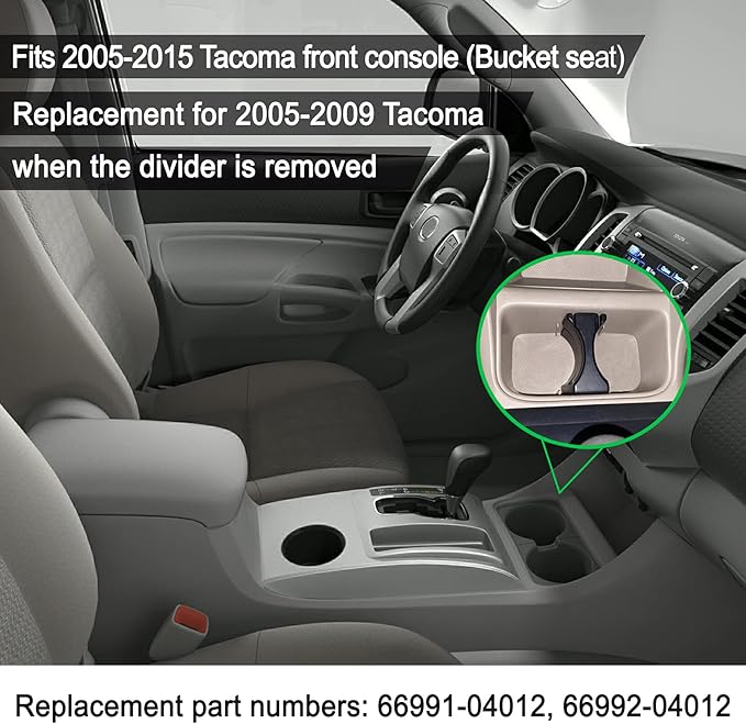 JDMCAR Car Cup Holder Inserts Replacement for Toyota Tacoma 2005 to 2015, Durable Cup Holder Inserts Drink Holder Accessories 66991-04012,66992-04012, Black