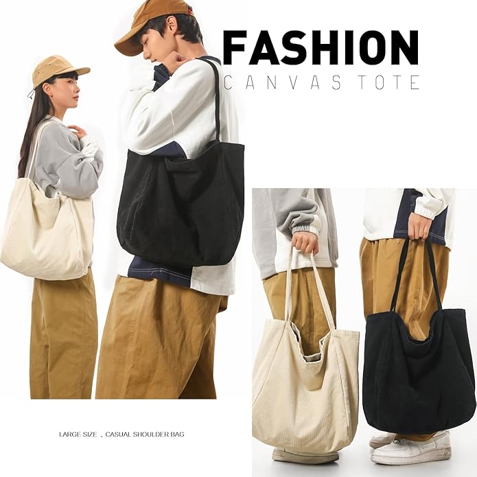 Canvas Tote Bag for Women Large Hobo Shoulder Bag for Work Travel Casual Message Bag Tote Purse handbags
