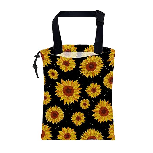 KXWQTRDD Car Garbage Bag Blooming Yellow Sunflowers Drawstring Car Trash Bag Hanging for Back Seat with Adjustable Buckle Canvas Vehicle Trash Can Easy-to-Install