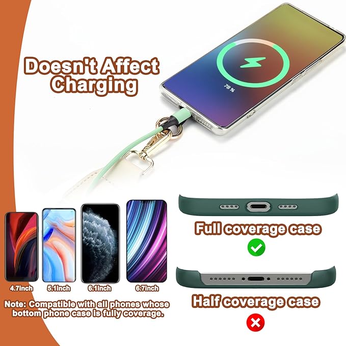 XANGNIER Clip and Go Strap for Phone with Wallet Crossbody, Phone Strap with Zippered Wallet, Adjustable Anti-Theft Cellphone Lanyard for Women, Cellphone Chain Accessories, Multicolor 2