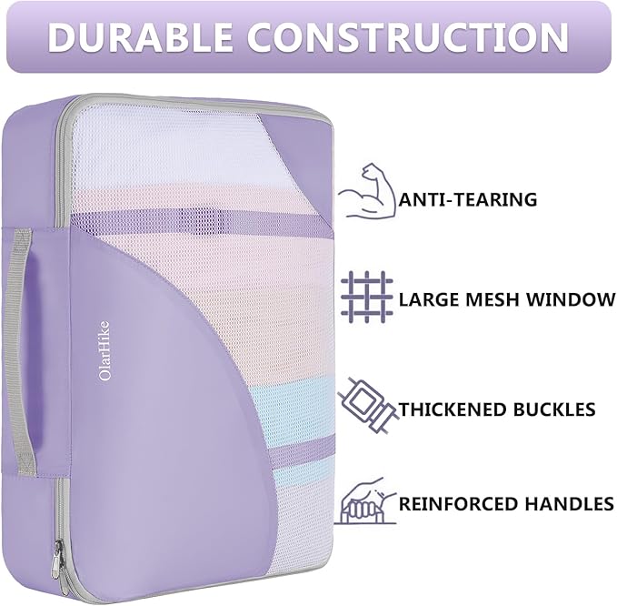 8 Set Packing Cubes for Travel, Gifts for Women & Mom, Anti-Tearing Suitcase Organizer, OlarHike Vacation Essentials & Accessories for Cruise Ship