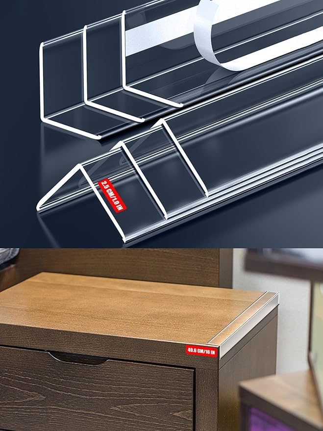 6PCS Clear Self-Adhesive Nightstand Corner Protectors, Corner Guards & Edge Protector for Wall, Door Frame, Cabinet Baseboard & Door, Table, Stair (3x40cm/1.18x15.75in)