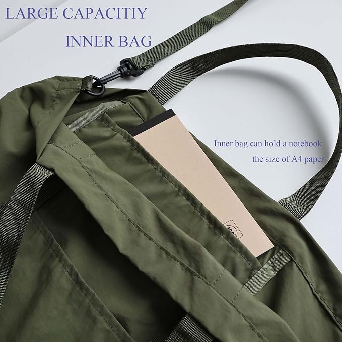 Foldable Travel Tote Bag, Water-Resistant Tote Bag with 3 External Mesh Pockets for Travel, Daily Use, Outdoor