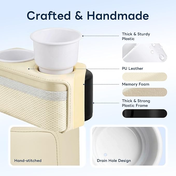 Marinexplore Pontoon Cup Holder,Boat Seat Cup Holder,Double Drink Holder,Portable Cup Beverage Mobile Phone Holders for Pontoon Boat Sofa,RV Couch,Car Back Seat (Beige)