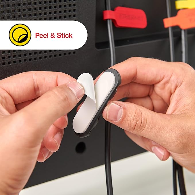 Wrap-It Storage Cable Clips - (Assorted 28-Pack) Macaron - Desk and Nightstand Cable Holder for Phone and Bedside Table Cord Organizer