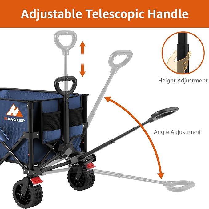 Folding Wagon Cart with Wheels Foldable - Collapsible Wagons Carts Heavy Duty, Fold Up Portable Utility Wagon for Grocery Beach Fishing Camping Shopping, Carrito para Cargar Cosas Con Ruedas(180L)