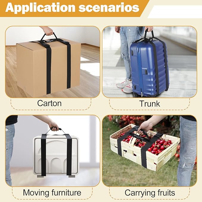 Carrying Strap with Handle, Handheld Belt for Safely Moving and Lifting Heavy Boxes, Adjustable Belt, H-Shaped Style Carry Straps, Suitable for Cylinder, Camping Mat(61 inch)