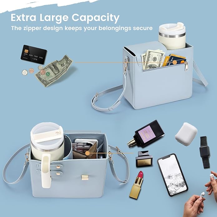 Outdoor Portable Crossbody Water Cup Purse Bag Water Bottle Carrier Bag with Phone Pocket Tumbler Carrier with Strap