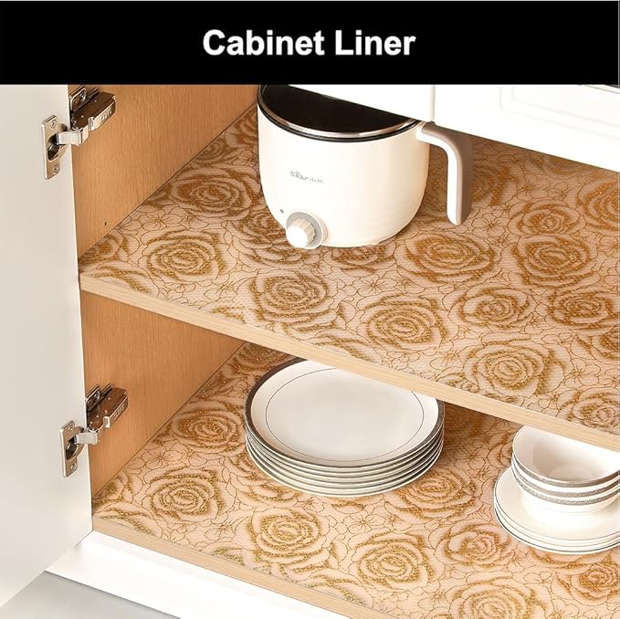 Cooyes Shelf Liner – Premium Non-Adhesive Cabinet & Drawer Liner for Kitchen – Waterproof Shelf Paper with Modern Pattern – Durable EVA Cabinet Mat – Easy to Cut （11.8" W x 236" L）