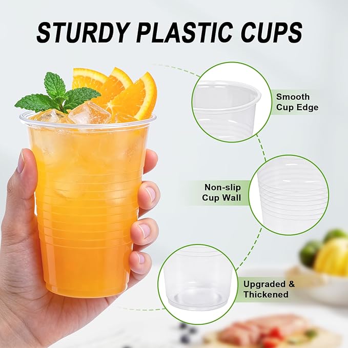 Lamosi 600 Pack 9 oz Clear Plastic Cups, Plastic Disposable Cups, Cold Drinking Water cups for Party, Wedding, Travel, BBQ, Picnic, Event
