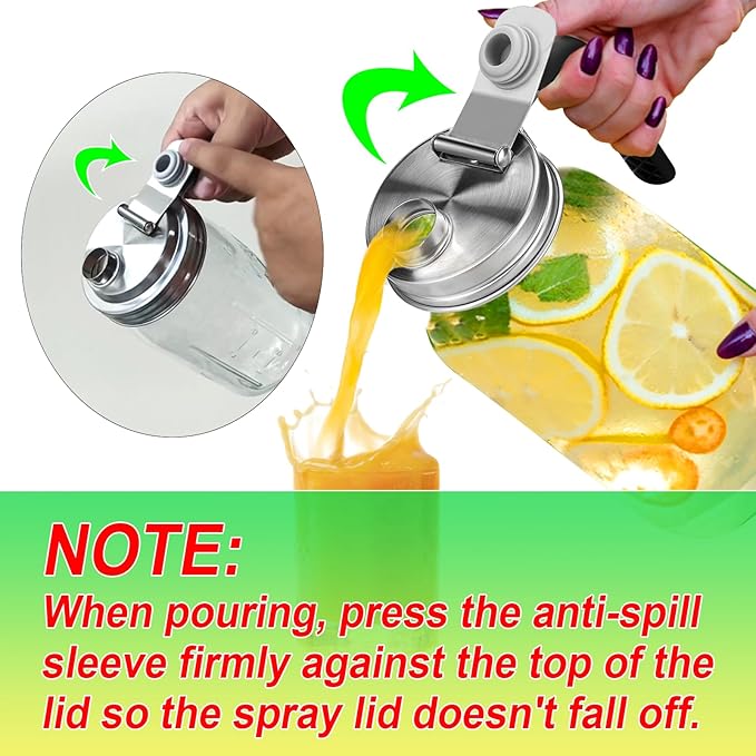 Mason Jar Pour Spout Lid Stainless Steel, Regular Mouth Pour Spout Flip Cap Lids for Mason Jars, Anticracking Leak Proof Seal Cover Airtight for Drinking Salad Dressing & Food Storing(4PCS)