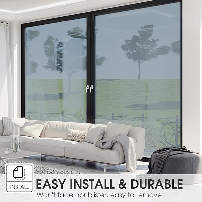 Window Film Privacy One Way Window Tint for Home Reflective See Out not in Light Heat Blocking for Doors and Windows(Silver 29.5X118.1)