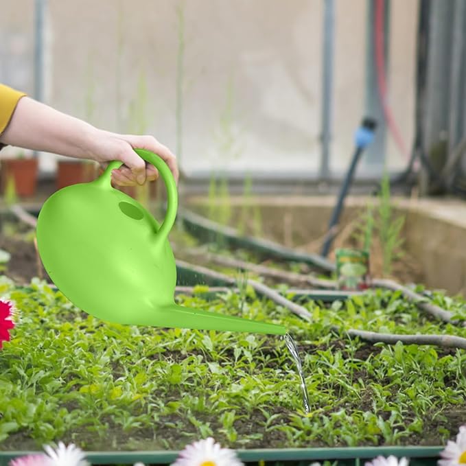 ZXJ Small Plastic Watering Can - 1/4 Gallon - for Home Plant Garden - Green