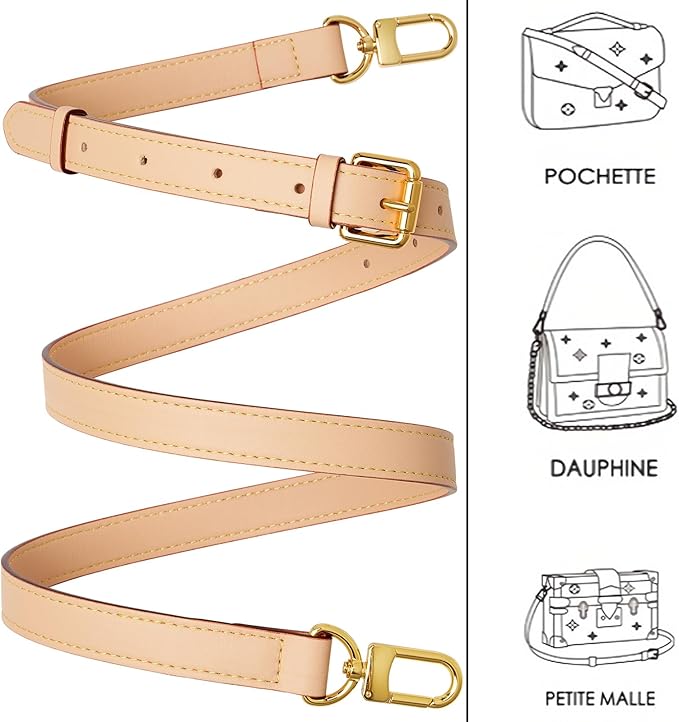 Genuine Vachetta Leather Crossbody Strap Genuine Leather Adjustable Replacement Strap for Shoulder Bag Handbag Purse