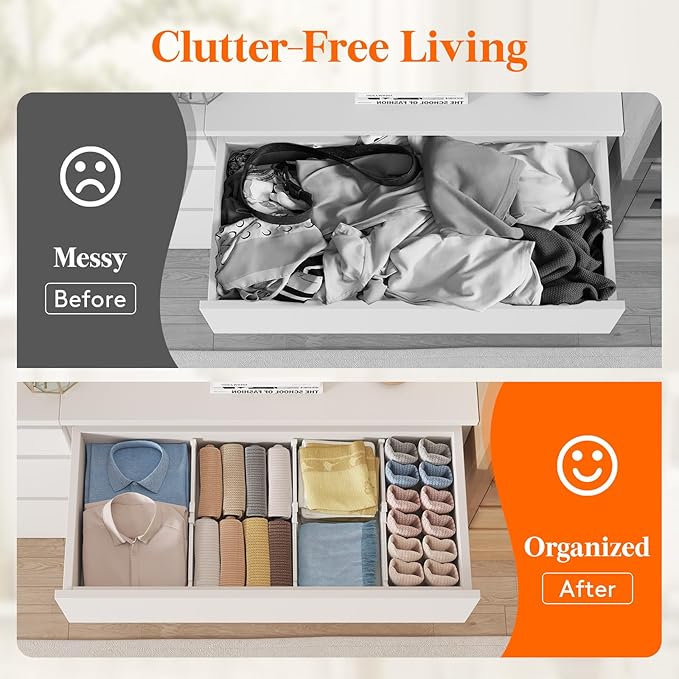 Lifewit 4" High 9 Pack Drawer Dividers, 10.5-16.5" Drawer Divider for Clothes, Adjustable Dresser Drawer Organizers, Plastic Drawers Separators for Clothes, Bedroom, Bathroom, Kitchen, Closet