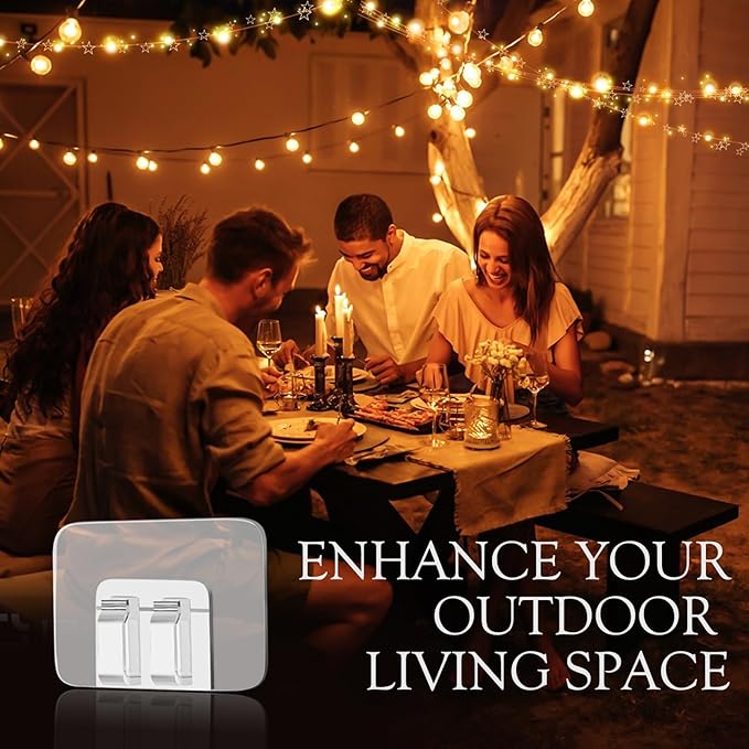Hooks for Outdoor String Lights Clips: Heavy Duty Cable Clips with Waterproof Adhesive Strips for Hanging Christmas Lights - Outdoor UV-Resistant Clear Sticky Cord Holders Rope Organizer (180)