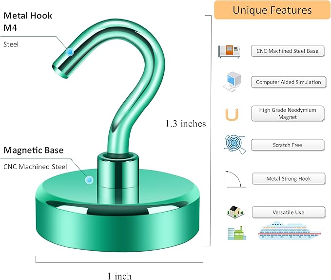 Neosmuk Magnetic Hooks, Cruise Ship Essentials, 26#,Green