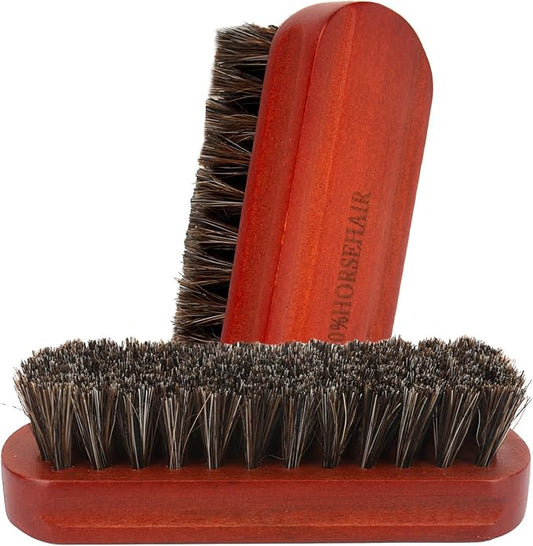 Shoe Brush, 2 Pcs Horsehair Shoe Brush Shoe Cleaning Brush Boot Brush for Leather, Shoe Brushes Shoe Shine Brush Brush Shoe Polish Brush for Cleaning and Care Leather Shoes Clean Dauber Applicators