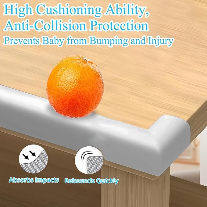 Baby Proofing Edge & Corner Protectors, 2 Roll Grey Foam L-Shape Self-Adhesive Bumper Strip, Soft Shock-Absorbent Wall & Furniture Safety Bumpers for Nursery, Kitchen, Fireplace, Table, Desk