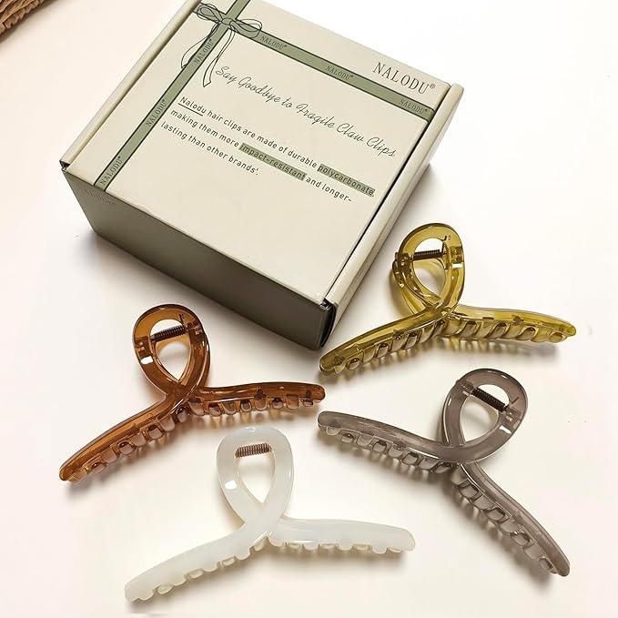 5 Inch Hair Claw Clips Extra Large No Slip Big Jelly XL Clip for Thick Curly Long Hair Women, 4 Pack