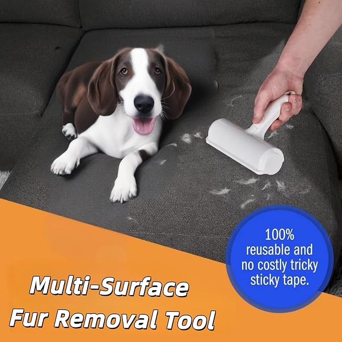 Roller Pet Hair Removal Tool, Reusable Lint Roller - Cat and Dog Hair Remover for Furniture, Dog Brush for Shedding, Portable Multi-Surface Fur Removal Tool (Sofas, Carpets, Clothing, Bed Sheet)