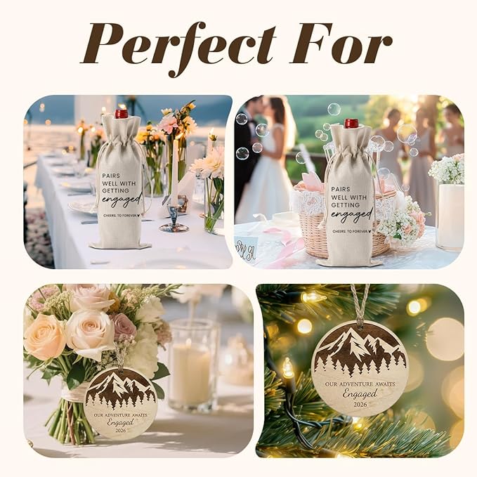Engaged Gifts Engagement Gifts for Couples Her, Engagement Party Decorations for Women Couple Bride Our Adventure Awaits Engaged Wine Bag Acrylic Ornament 2026
