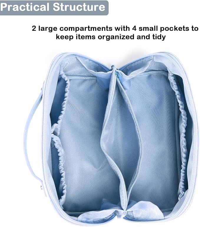 Travel Makeup Bag,Large Capacity Cosmetic Bags for Women,Waterproof Portable Pouch Open Flat Toiletry Bag Pattern Makeup Bag