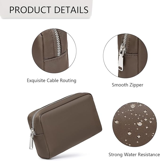 Waterproof Makeup Bag Large Capacity Women's Classic Black Wash Bag Adjustable Partition Wash Bag Brush and Cosmetic Carrying Bag… (Brown)