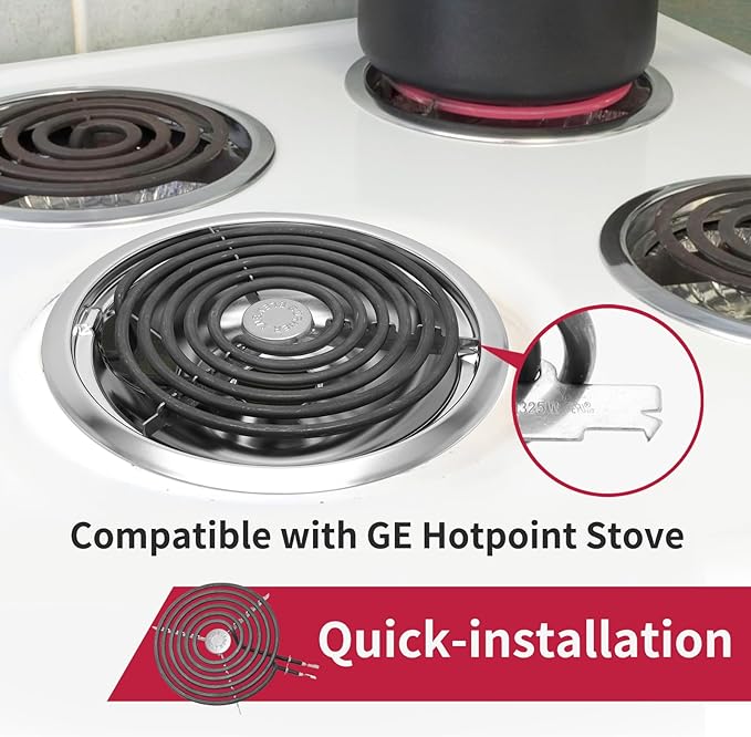 GE Drip Pans and Stove Burner Element Unit Set, Perfectly Fit WB30M1 & WB30M2 -Replacement for GE Hotpoint Stove Top