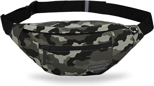 MAXTOP Large Crossbody Fanny Pack with 4-Zipper Pockets, Gifts for Enjoy Sports Festival Workout Traveling Running Casual Hands-Free Wallets Waist Pack Phone Bag Carrying All Phones