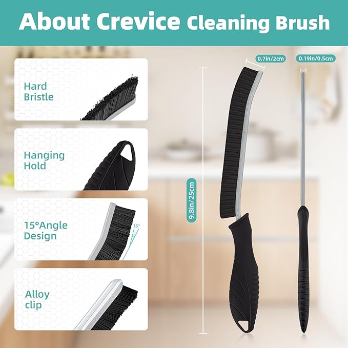 TQRR 2 Pack Cleaning Brush, Grout Brush, Hard Bristle Crevice Cleaning Brush, Multifunctional Deep Cleaning Supplies for Swimming, Walls, Shower, Bathroom, Tile, Kitchen,Tub, Sink, Toilet (2, Black)