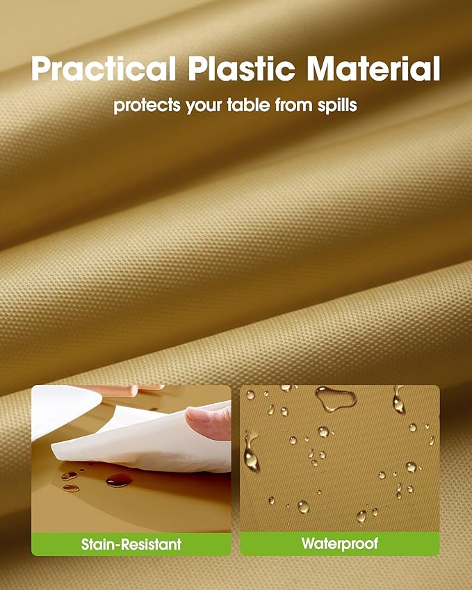 Pureegg Plastic Table Cloth Disposable 10 Pack, 54 x 108 Inch Table Cloths, Graduation Decorations, Thanksgiving, Christmas Tablecloths, Rectangle, Plastic Cover, Leakproof & Sturdy, Gold