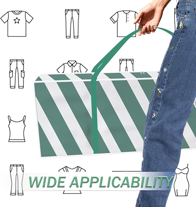 Safana 2 Pack Wrapping Paper Organizer Storage Bag, 42" Durable 600d Oxford Gift Wrapping Organizer Box Under Bed Storage Containers for Decorations Paper Rolls, Ribbons, Balls, Bows (Green Stripe)