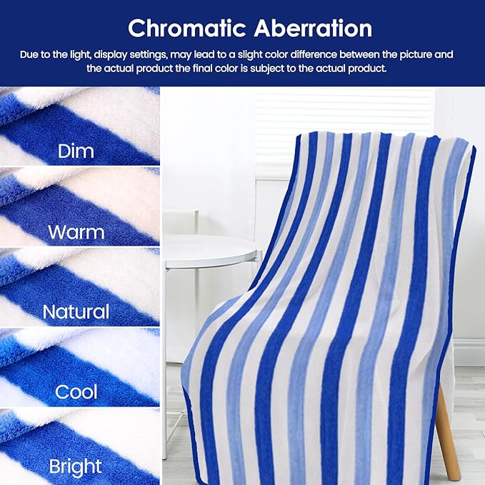 JML Bath Towels, Pack of 4, 30"x60", Large Microfiber Towel Set, Ultra Soft, Super Absorbent, Fast Drying, Perfect for Suana, Shower, Pool, Sport, Travel, Fitness, SPA,Yoga, Cabana Stripe Blue